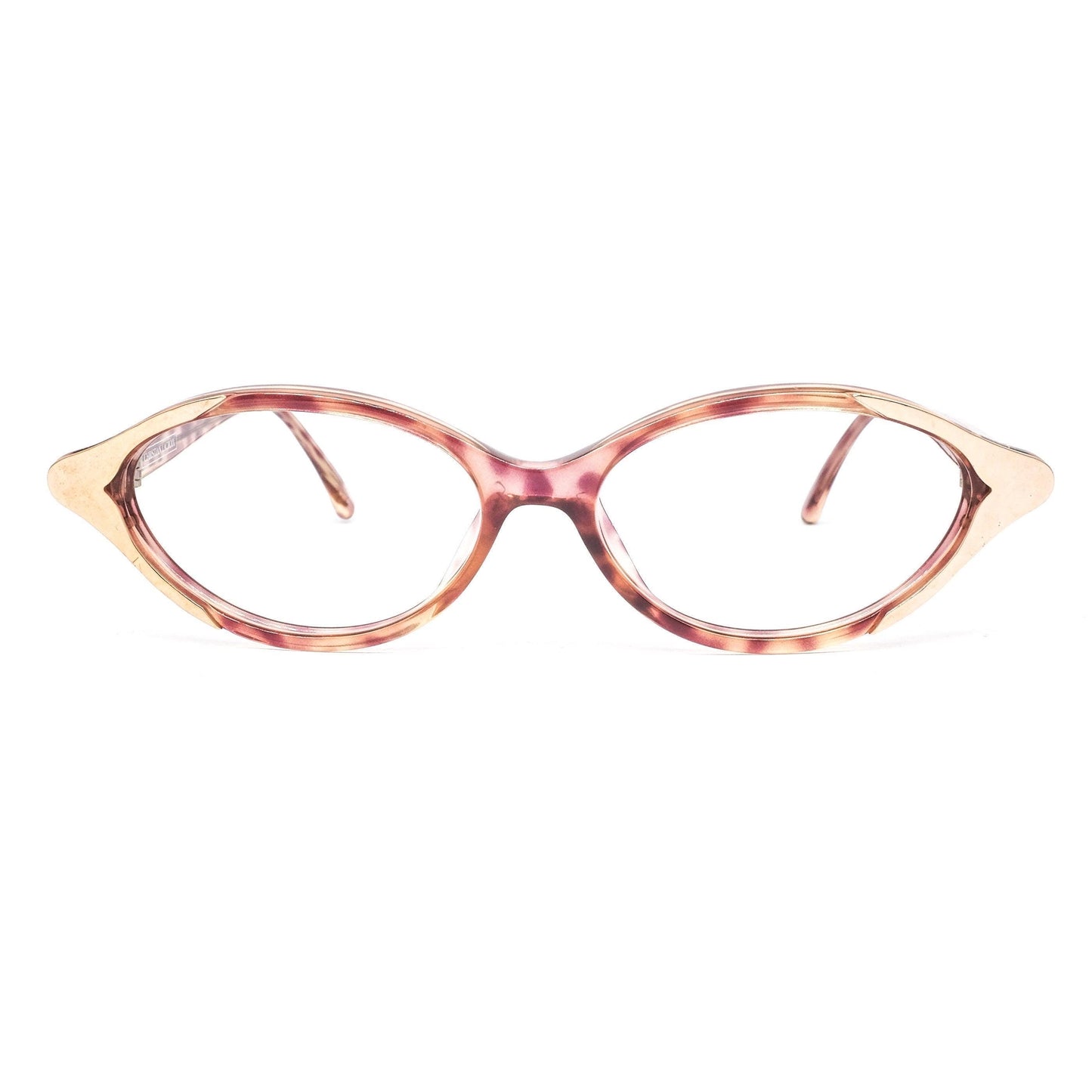 Christian Lacroix cute pink tortoise oval ladies frames w golden accents, NOS 80s