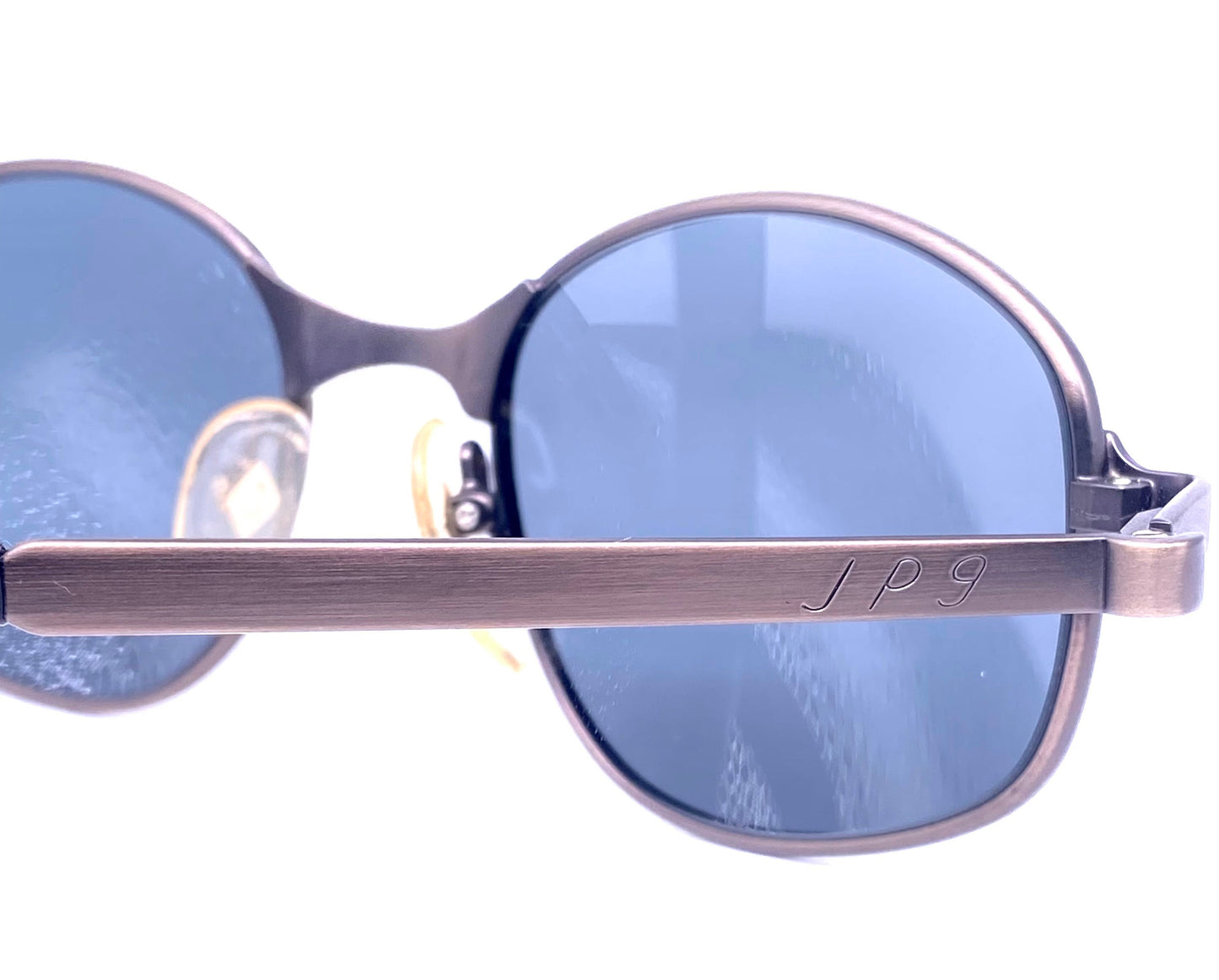 Jean Paul Gaultier 56-1179 steampunk sunglasses, oval wrap shape in 2 brushed metal colors, NOS 90s Japan