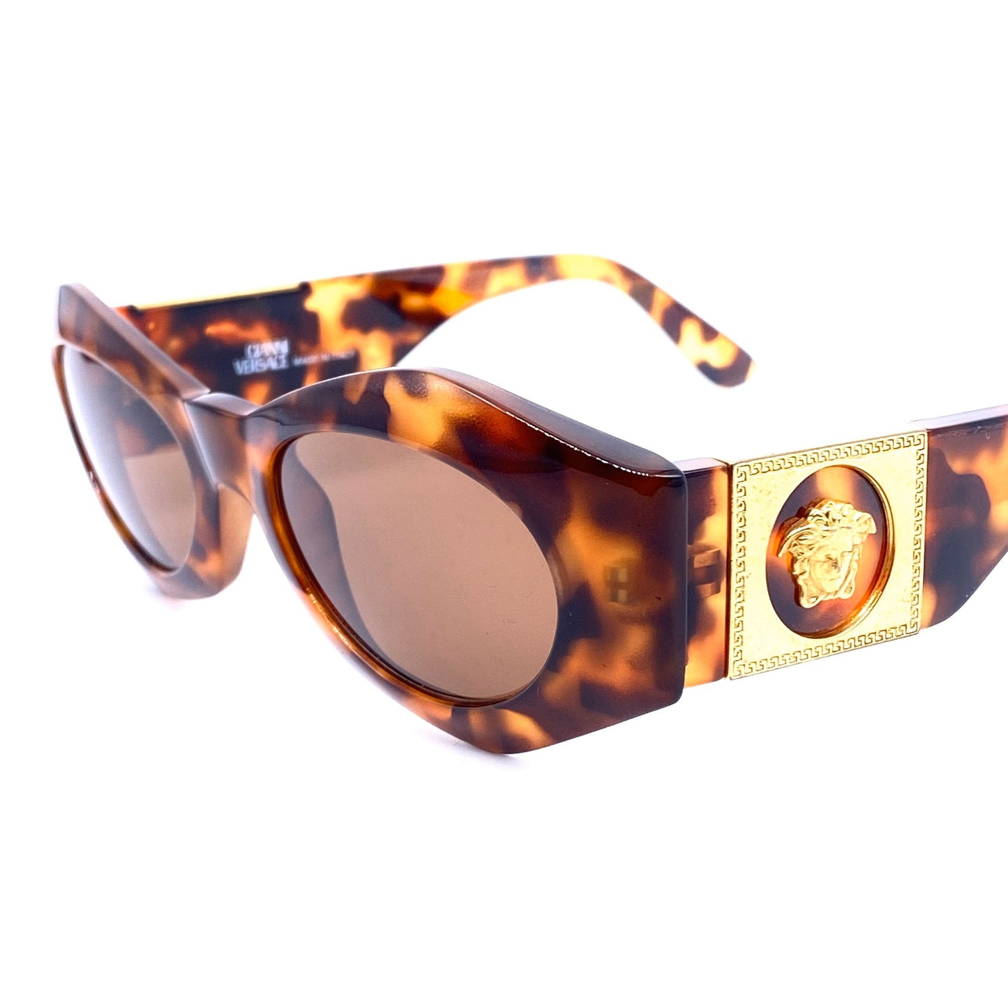 Gianni Versace 422/C tortoise gold Medusa sunglasses made in Italy, 1990s NOS