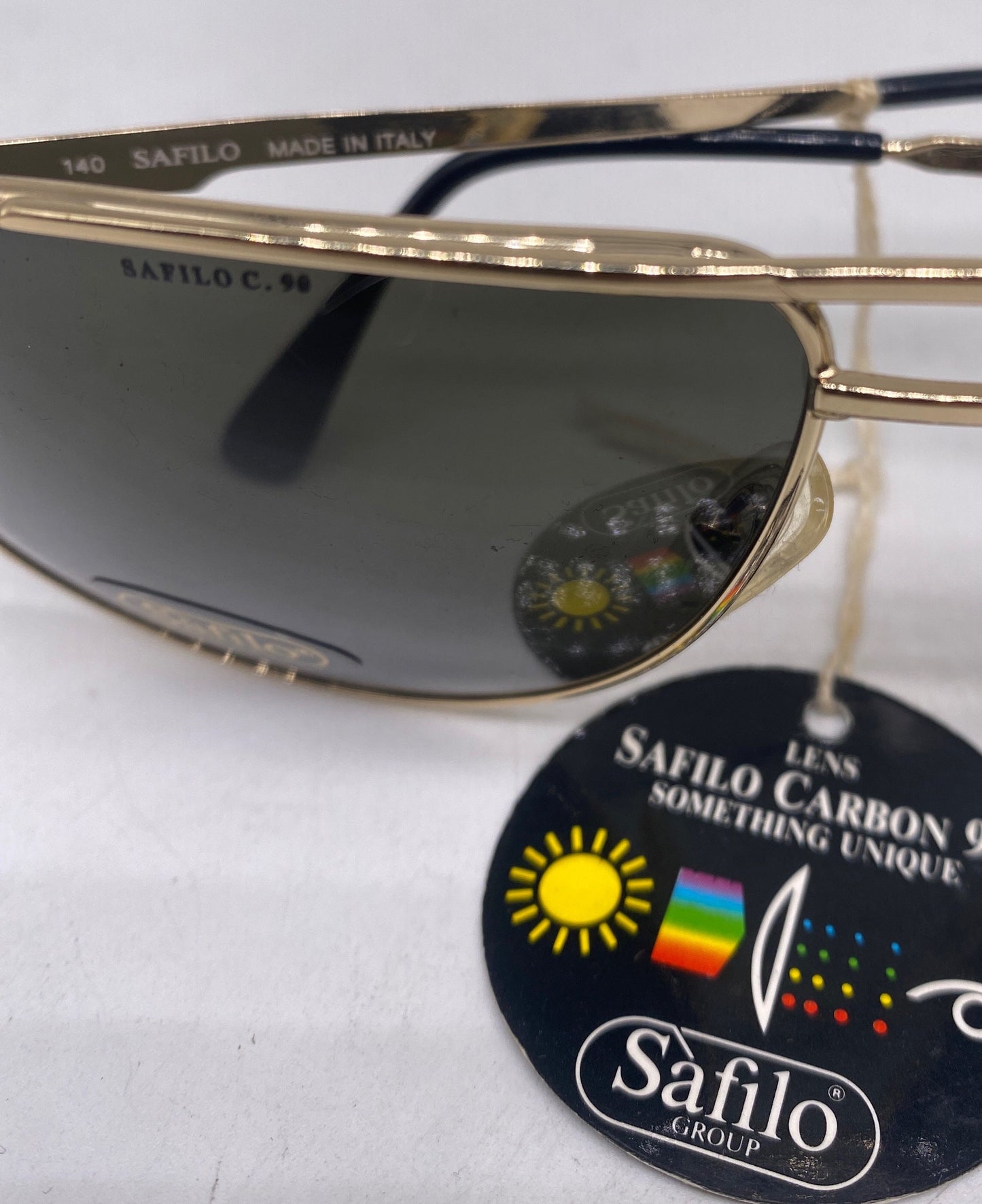 Safilo 7526 Sporting dbl bridge golden metal aviator sunglasses made in Italy, 1980s NOS