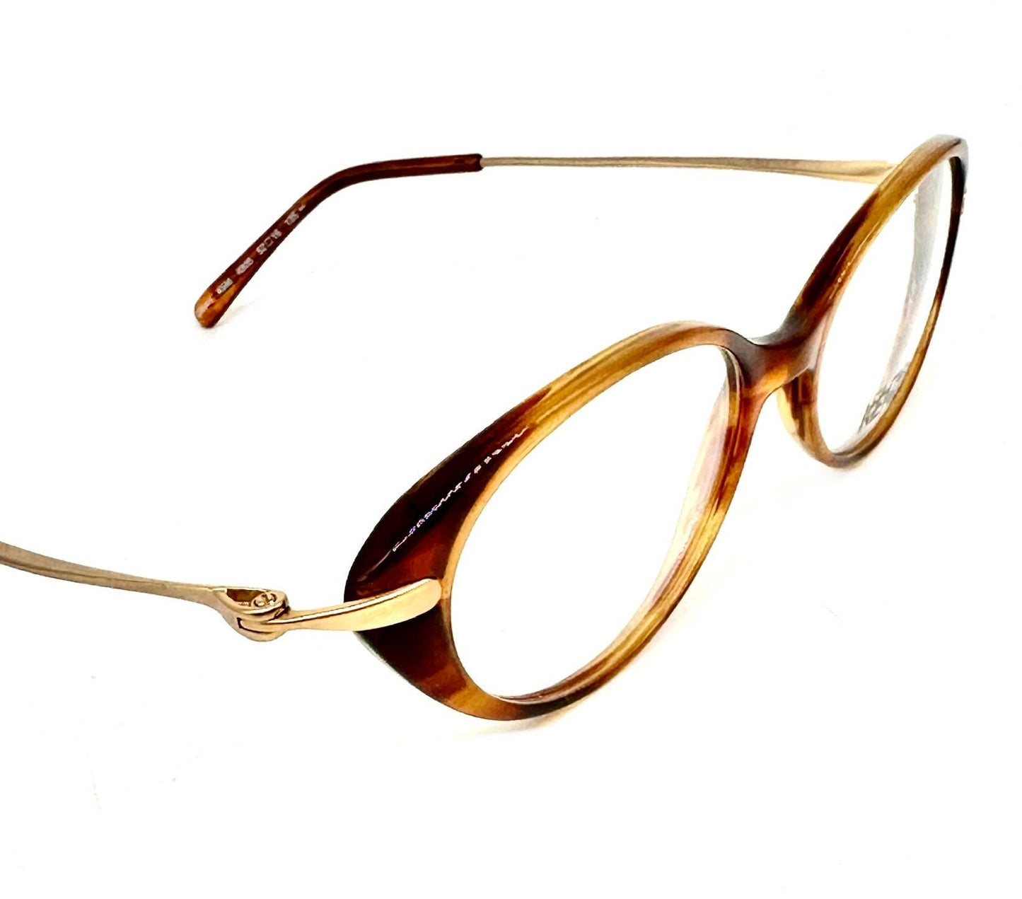 Kenzo k596 DINAH vintage oval brown tortoise cello eyeglasses frames, 80s France