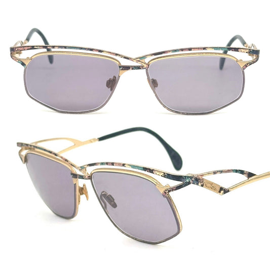 Cazal 255 avant garde golden metal asymmetrical cutoff browline sunglasses made in W Germany, great condition