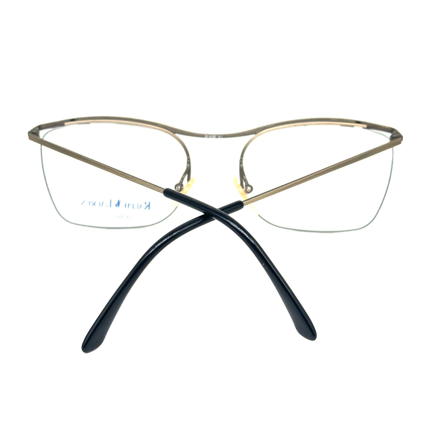 Ralph Lauren 546/M classy 50s inspired half rim square eyeglasses in antique brass metal, NOS 80s