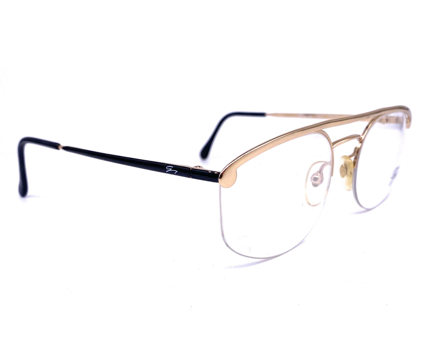 Genny 518 oval flat top rimless eyeglasses frames hand made in Italy, coolest minimalist design 1980s NoS
