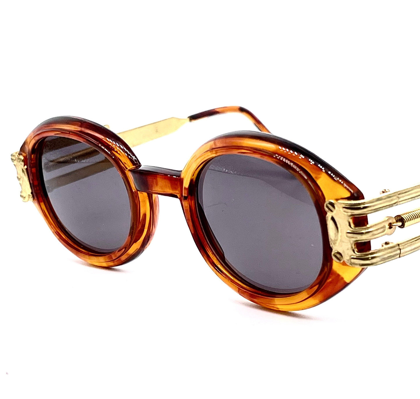 Incognito sunglasses turtle-gold with spring temples , Gaultier style frame, NOS