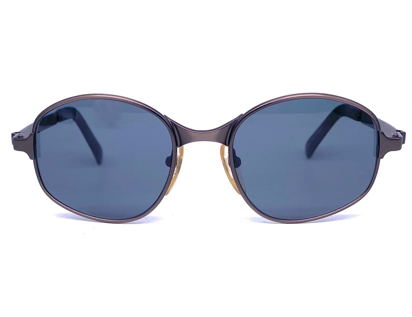 Jean Paul Gaultier 56-1179 steampunk sunglasses, oval wrap shape in 2 brushed metal colors, NOS 90s Japan
