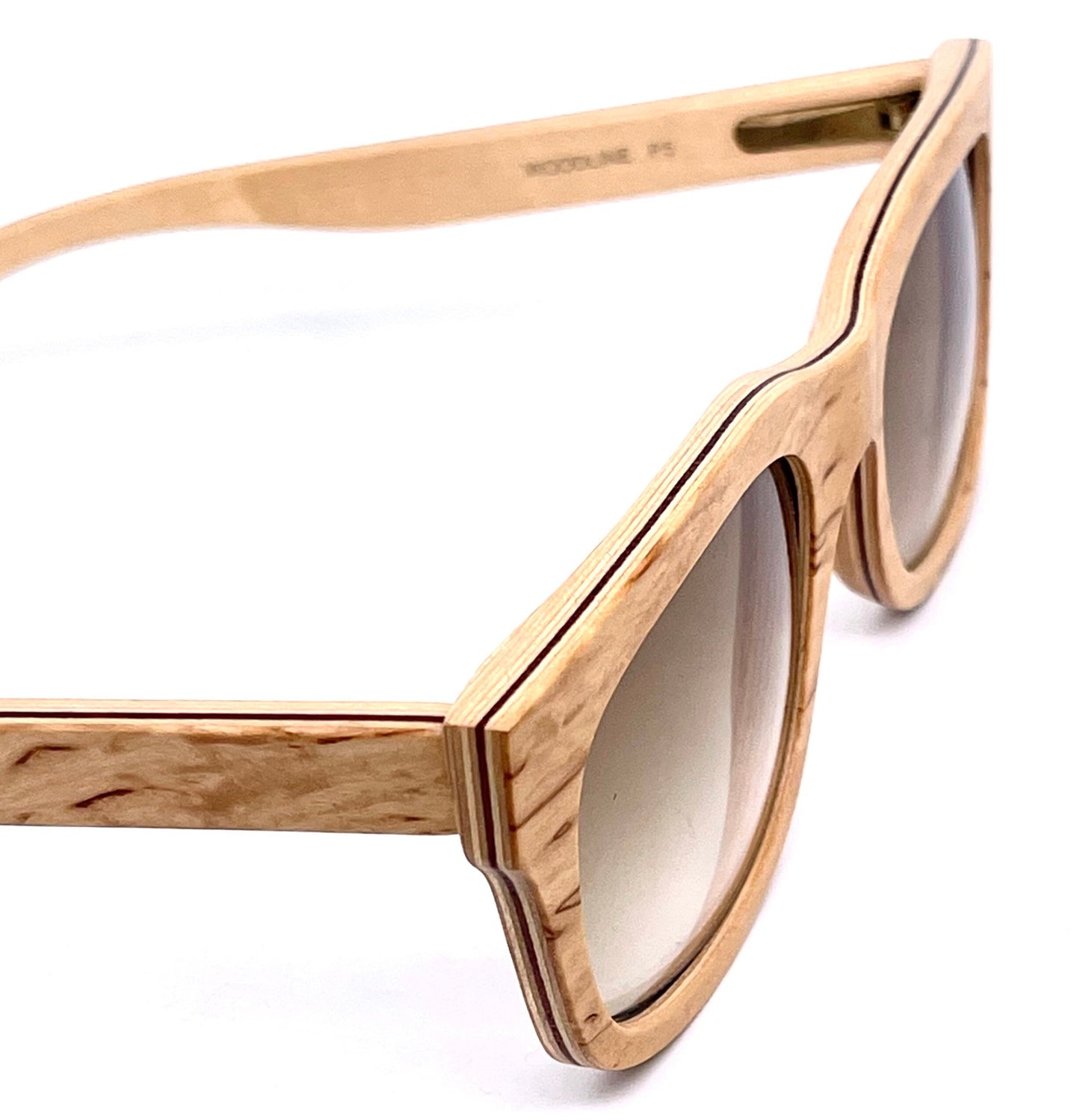 Jean Lempereur square real wood sunglasses, Woodline P5 wayfarer style, France NOS 80s