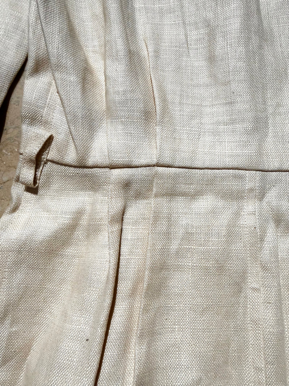 Saint Laurent Rive Gauche ecru sailor style pure linen dress made in France, 1970s, Mint Condition; sz 38- S