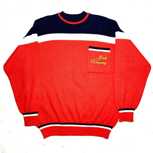 Best Company 80s preppy red/blue/white striped pure new wool sweater, great condition.