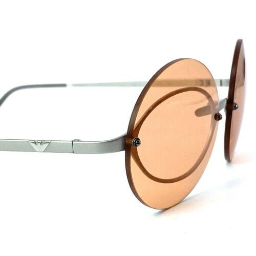 Armani Round Avant Garde Rimless Sunglasses Orange Tinted Lenses,NOS 90s iTA