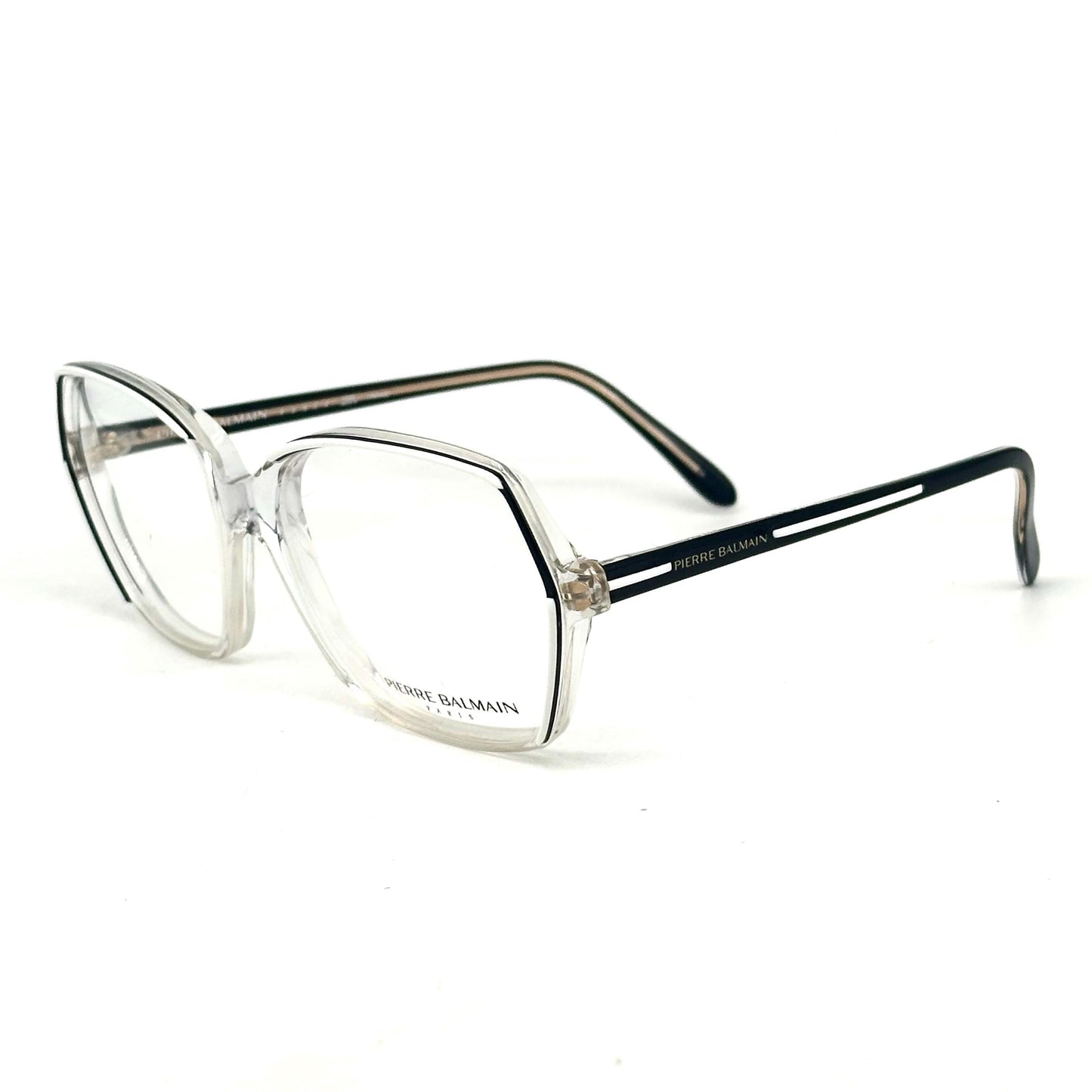 Pierre Balmain 2139 white and black clear frames eyeglasses, NOS 80s Made in France
