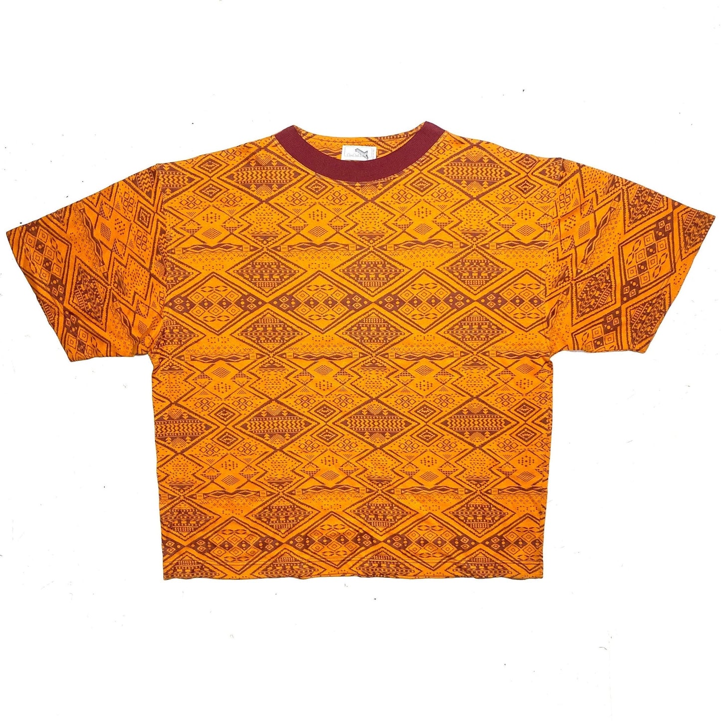 Amaranto navajo style t-shirt, finest knitted cotton jacquard piece, Italy 80s NOS