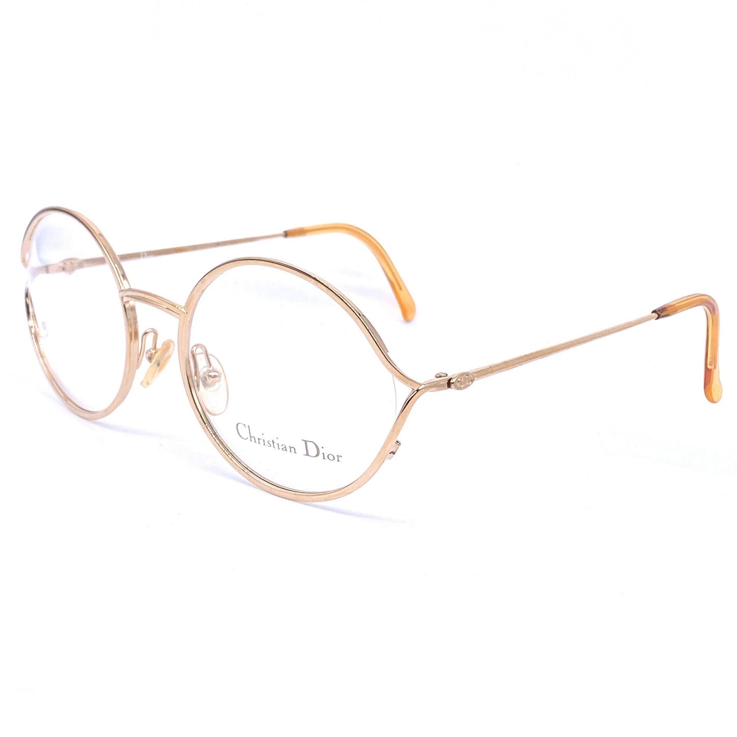 Christian Dior 3500 round oversized eyeglasses frames, coming in yellow or pink gold, no’s 80s Austria