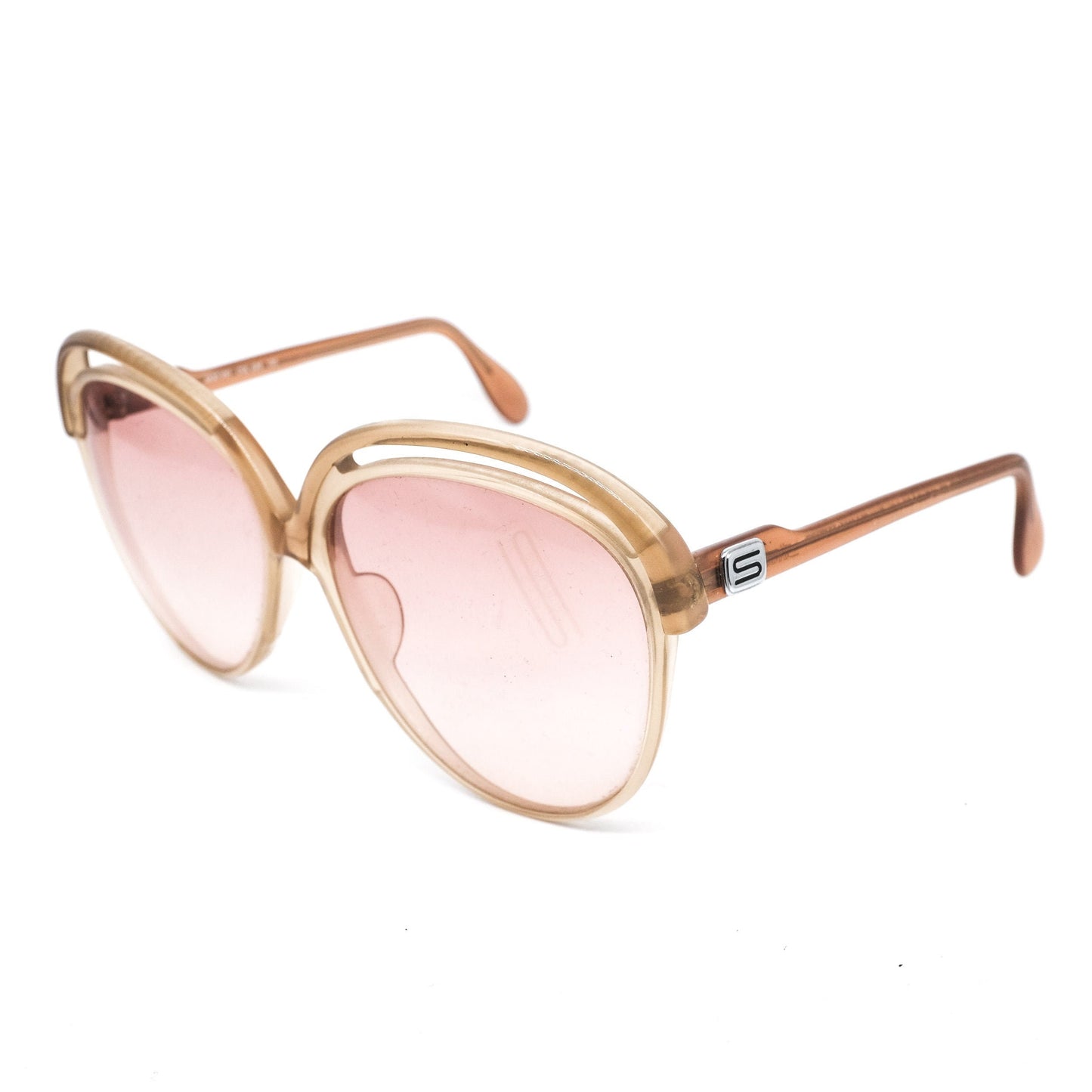 Silhouette 529 translucent pink oversized sunglasses made in Austria with cut off browline design, 1970s space age NOS