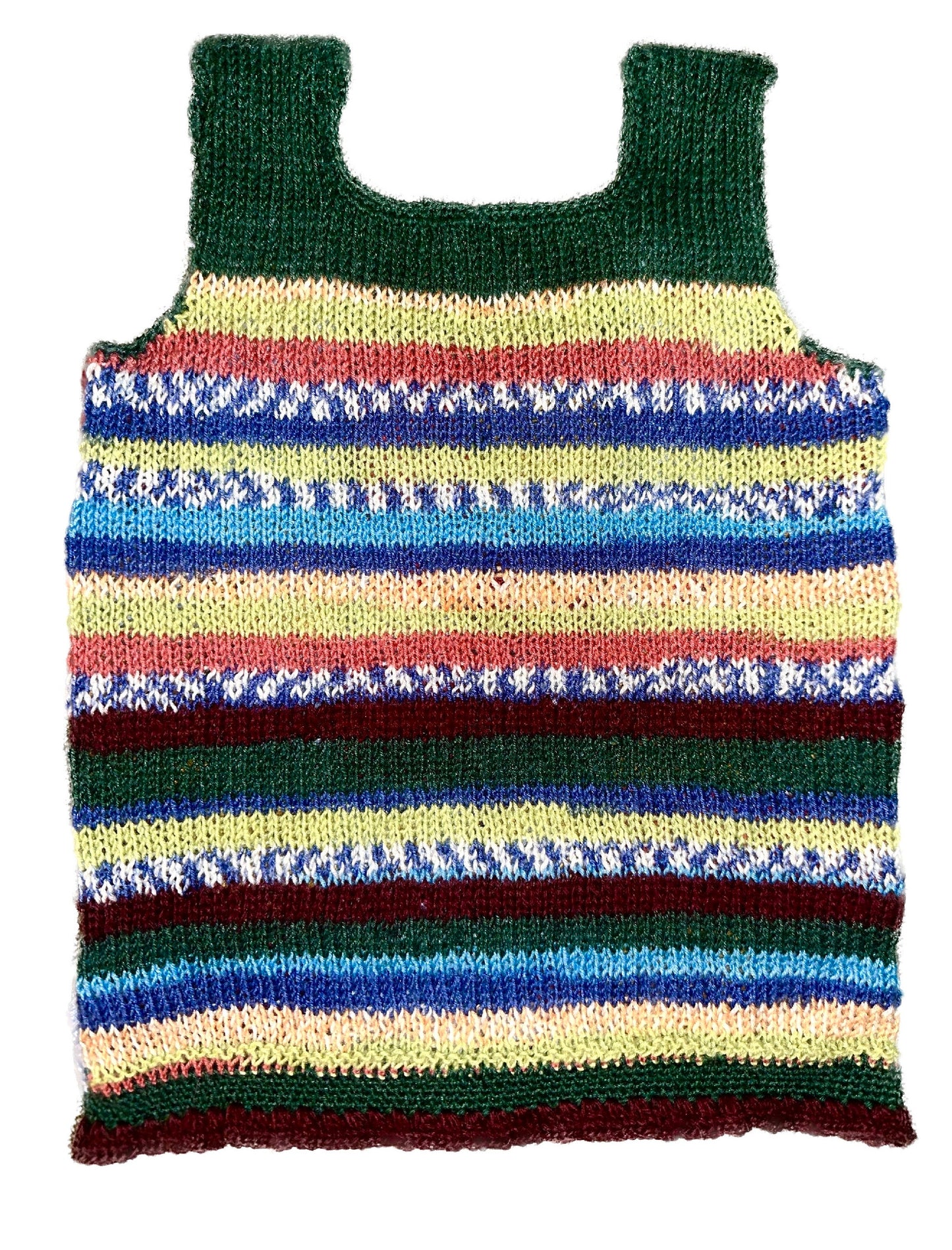 1970s colorful crochet squares patchwork crop top / vest hand-knit wool, perfect and never used sz S/M