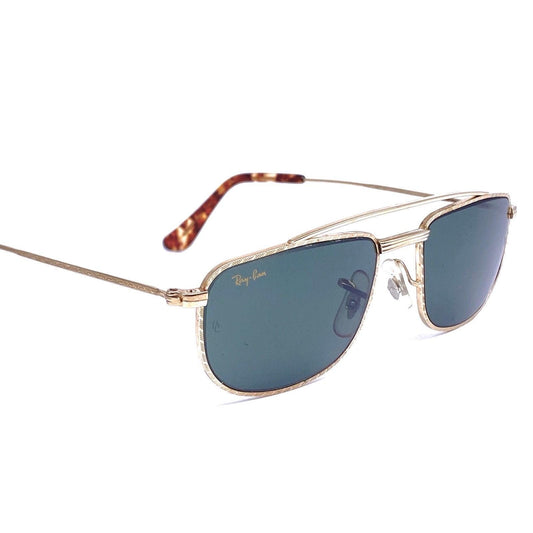 RayBan B&L Arista W1756 square gold aviator sunglasses made in USA, 1980s NOS