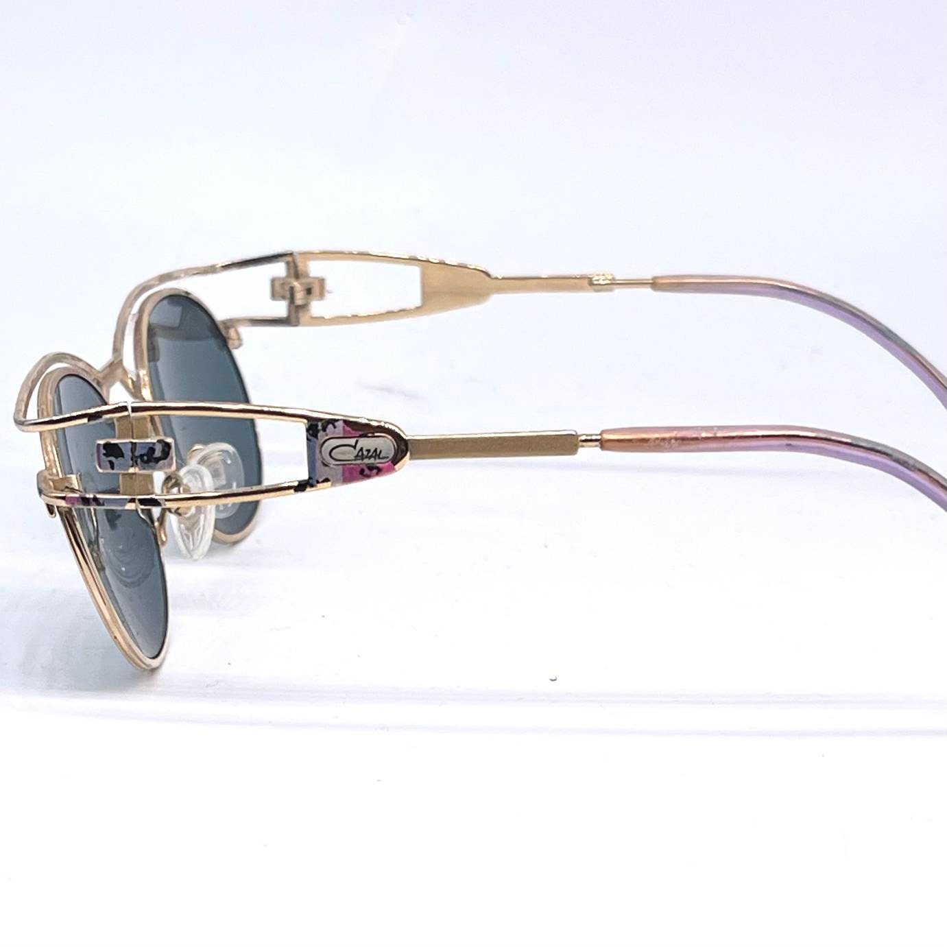 Cazal hip oval gold sunglasses with rainbow enameled details, W Germany 80s good condition