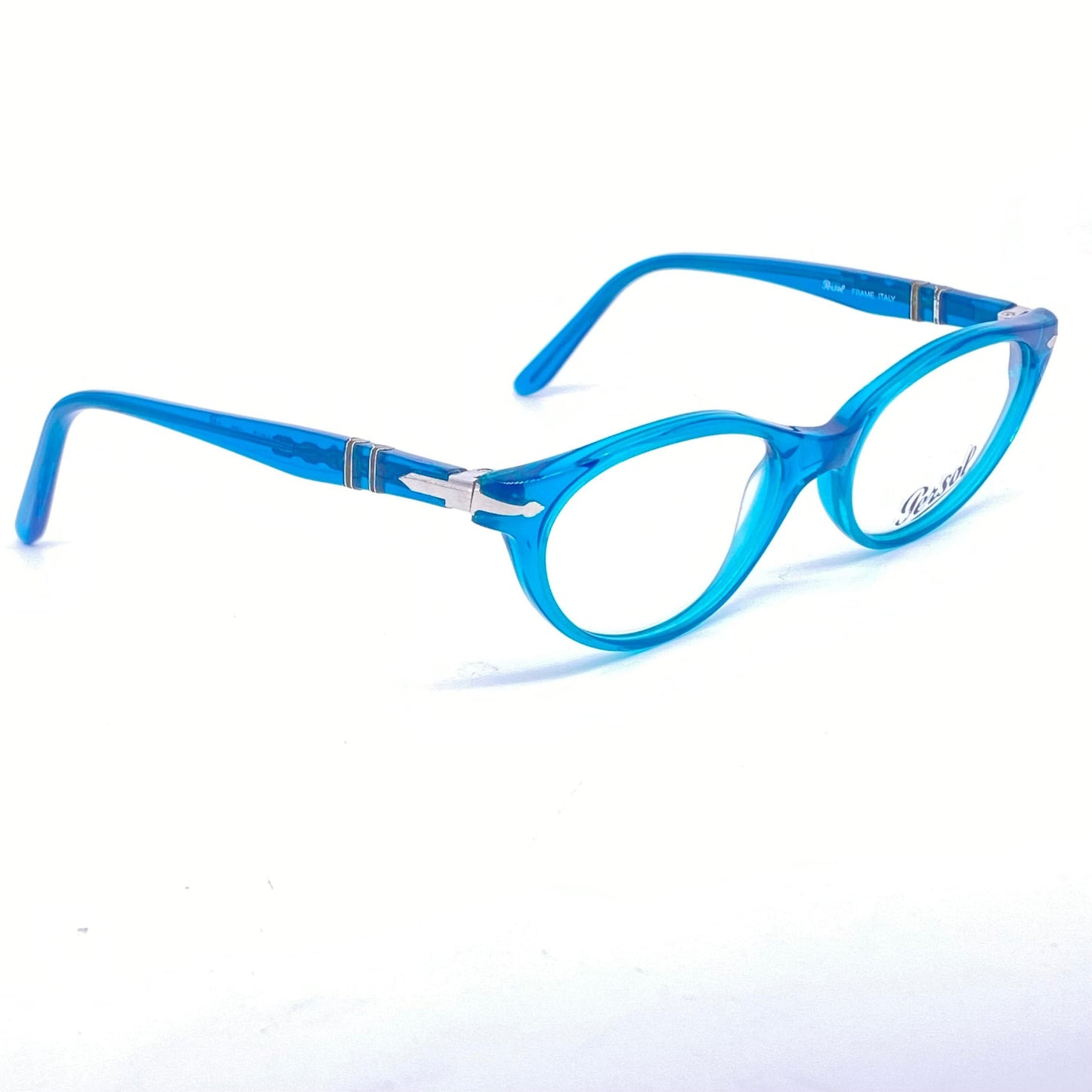 Persol 2518-V blue/green cateye eyeglasses frames hand made in Italy, NOS 90s