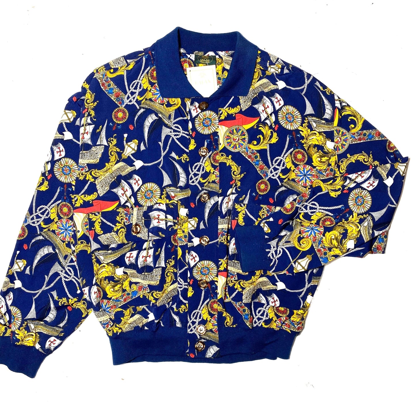 Calan baroque nautical allover Harrington style jacket made in Italy, NOS 90s with tags