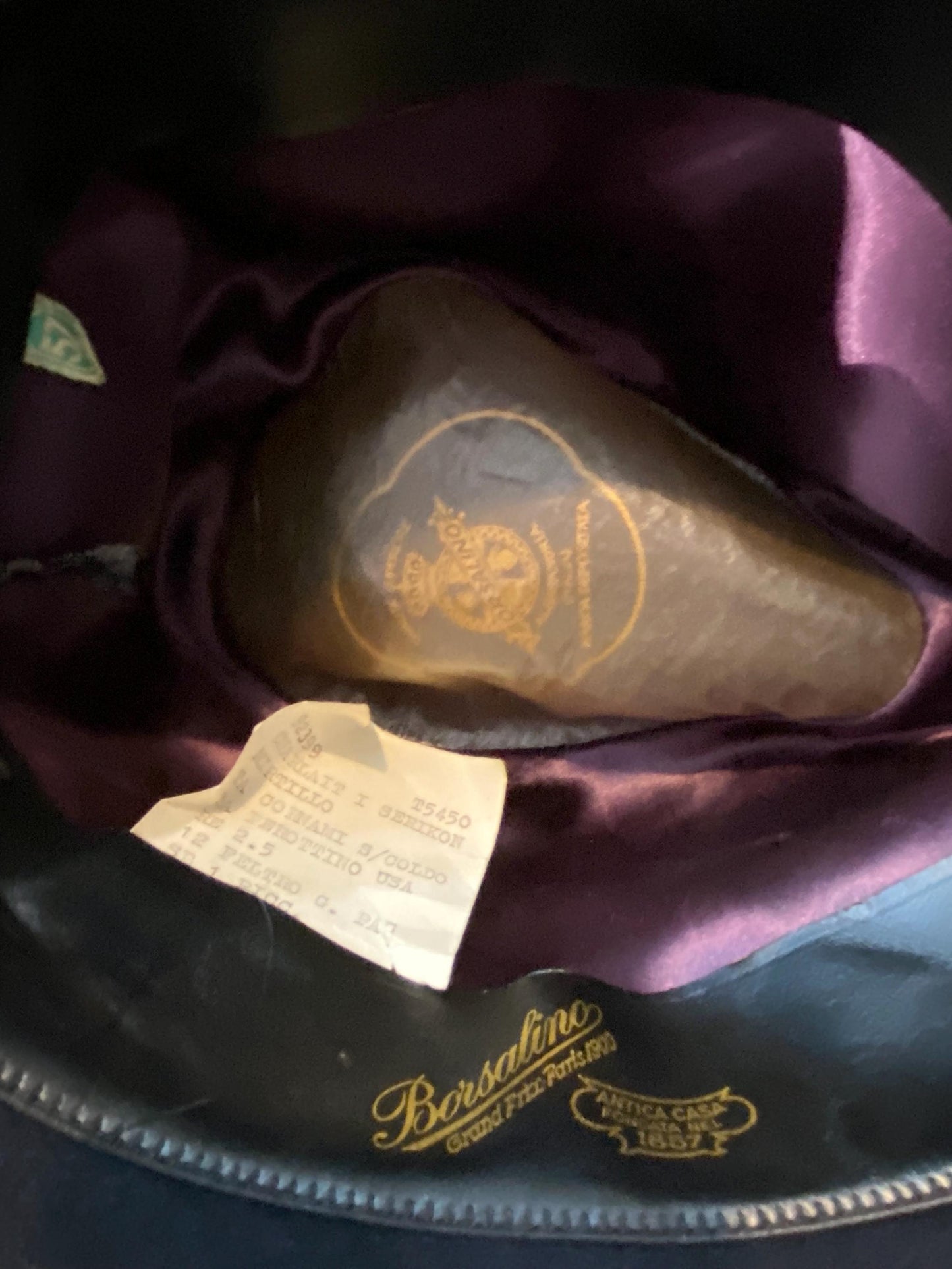 Borsalino Luxury black Velour trilby - fedora elegant hat, Italy 1970s NOS