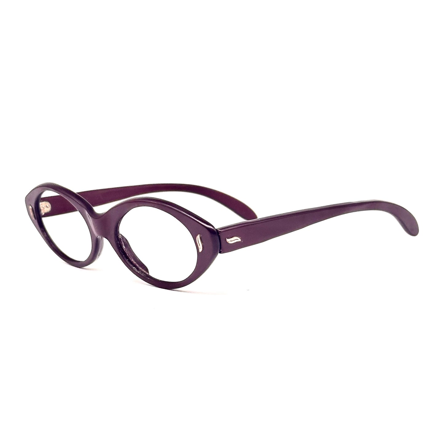 Baruffaldi eurostyle 2101 vintage burgundy cateye eyeglasses from 70s with golden leaves details