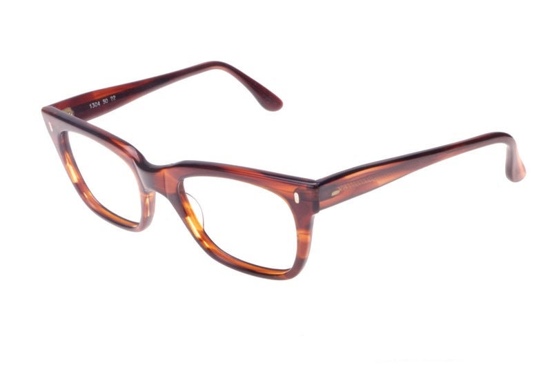 60s NOS square tortoise glasses with silver steel pins, very rockabilly, brand new in 2 sizes