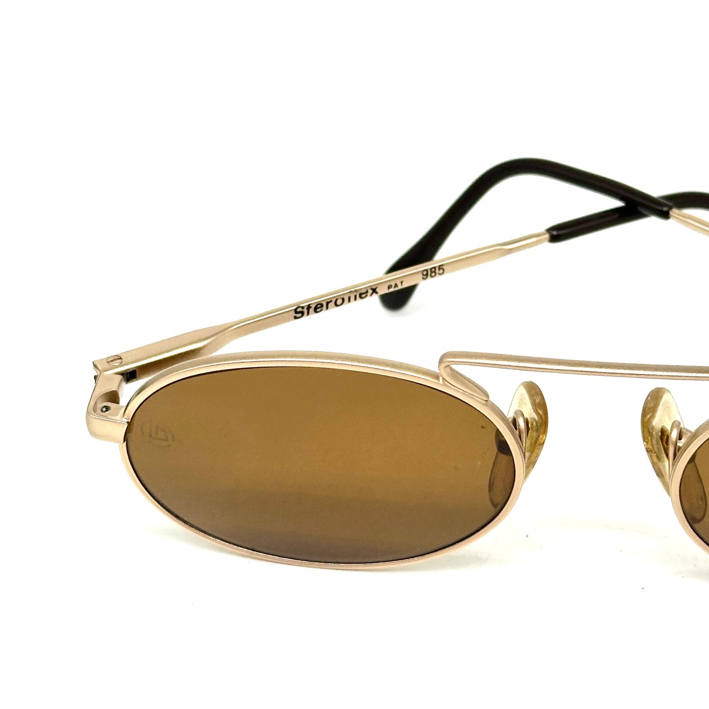 Sferoflex 985 oval metal sunglasses w retro high bridge and crystal lenses, hand made in Italy in the 80s