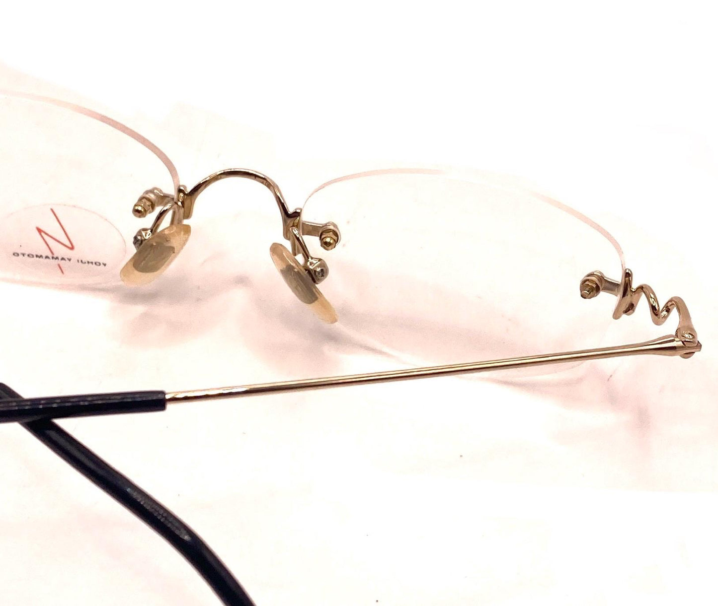 Yohji yamamoto 51-8102 avant garde gold plated rimless glasses frames made in Japan, 90s NOS mint