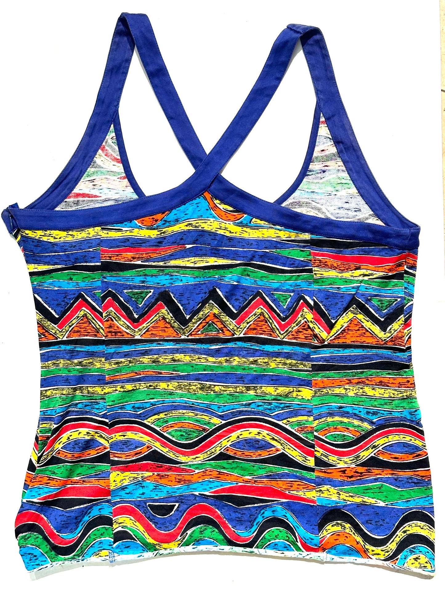 Missoni Mare iconic colorful abstract print cross straps tanktop, sz 42 M