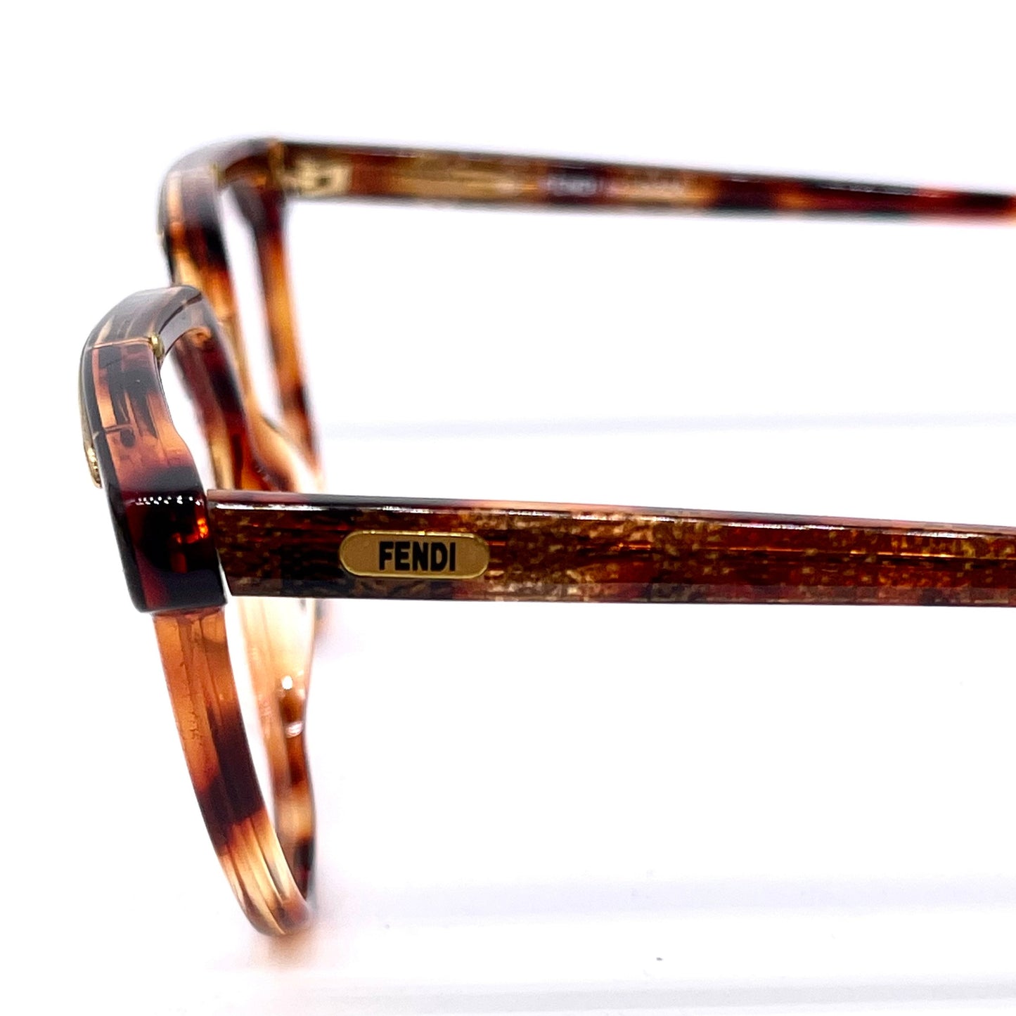 Fendi by Lozza FV86 square tortoise eyeglasses with golden brown details, NOs 80s