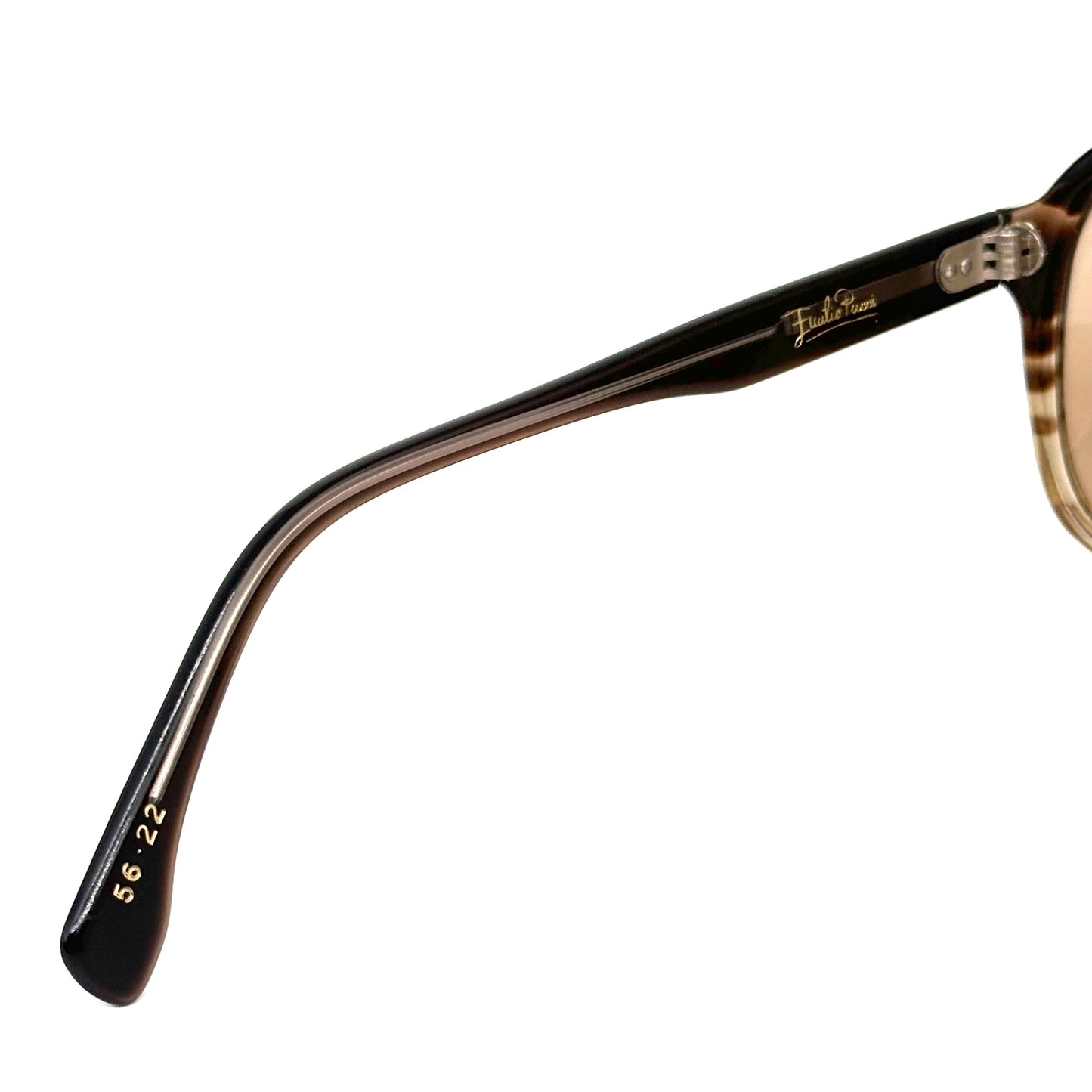 Emilio Pucci 366 140 brown striped shade clear frame sunglasses 80s NoS Made in France