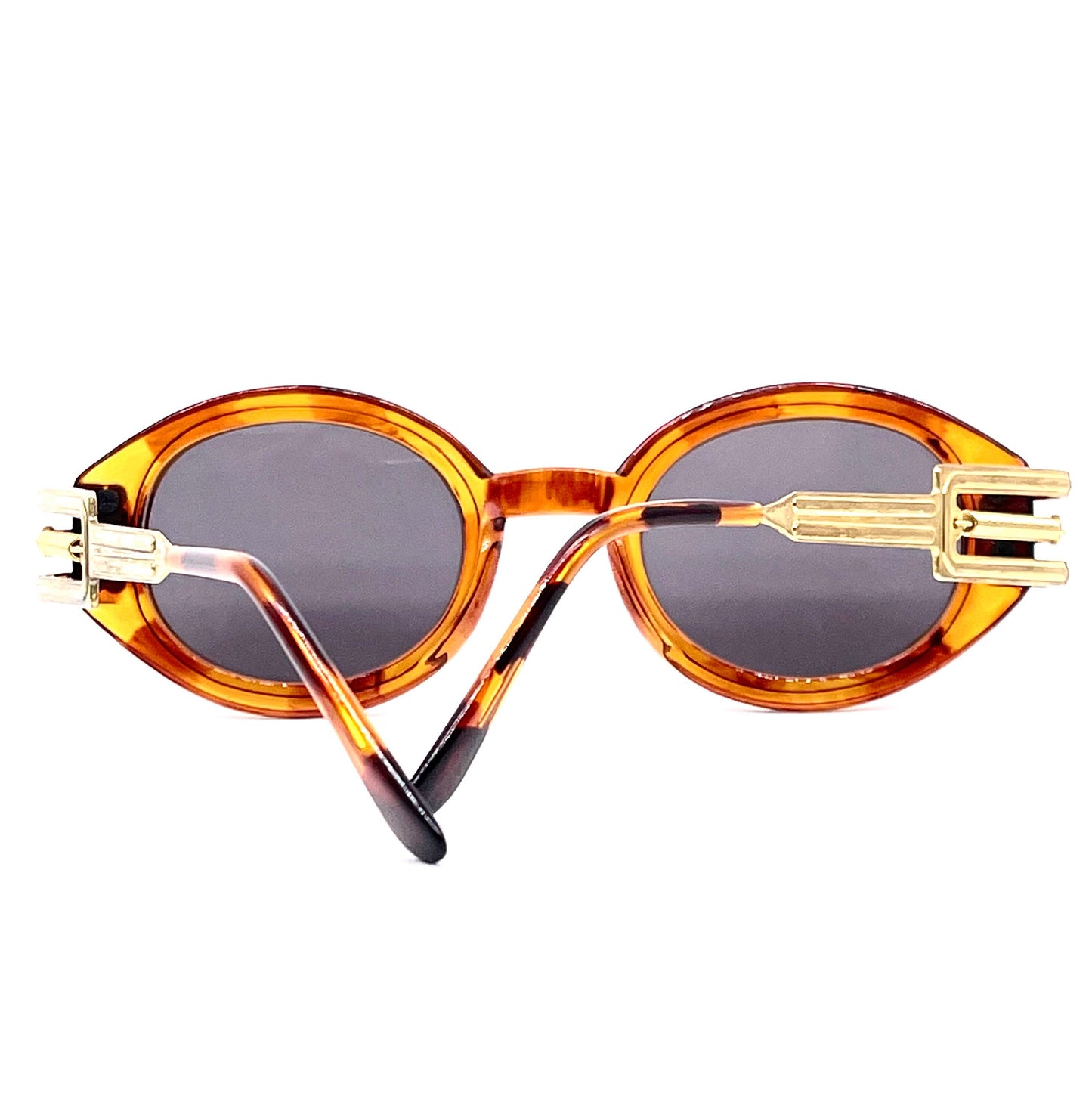 Incognito sunglasses turtle-gold with spring temples , Gaultier style frame, NOS