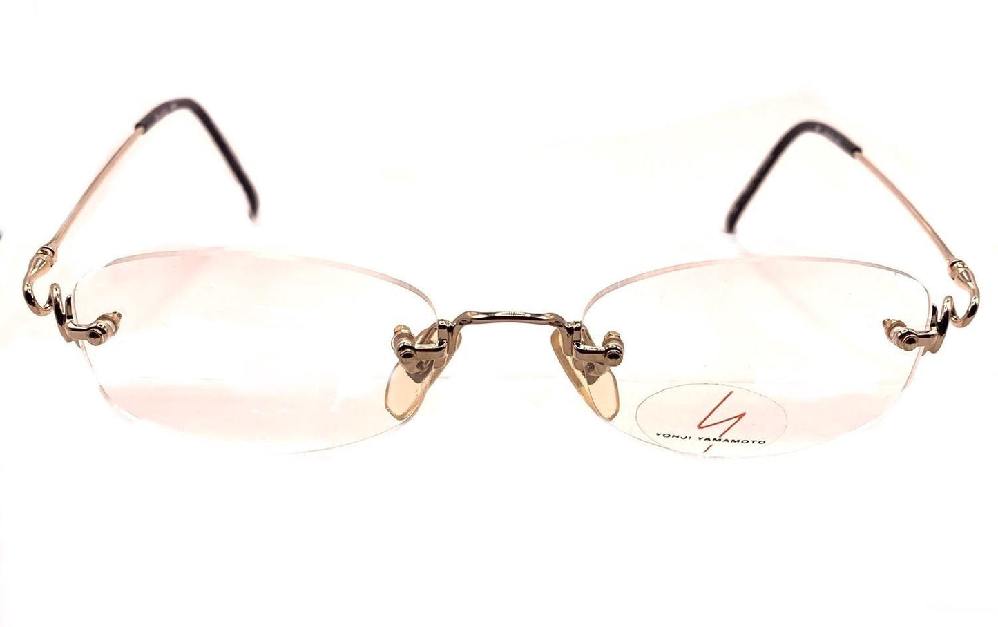 Yohji yamamoto 51-8102 avant garde gold plated rimless glasses frames made in Japan, 90s NOS mint