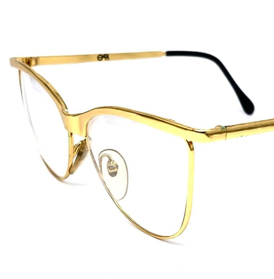 OAR golden metal cateye eyeglasses frames hand made in Italy, 1980s NOS