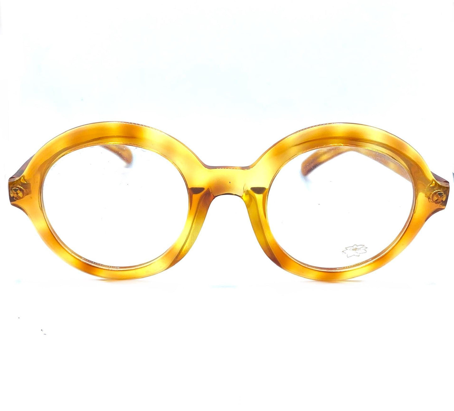 M Vitti cool round oversized light tortoise eyeglasses hand made in Italy, 80s NOS