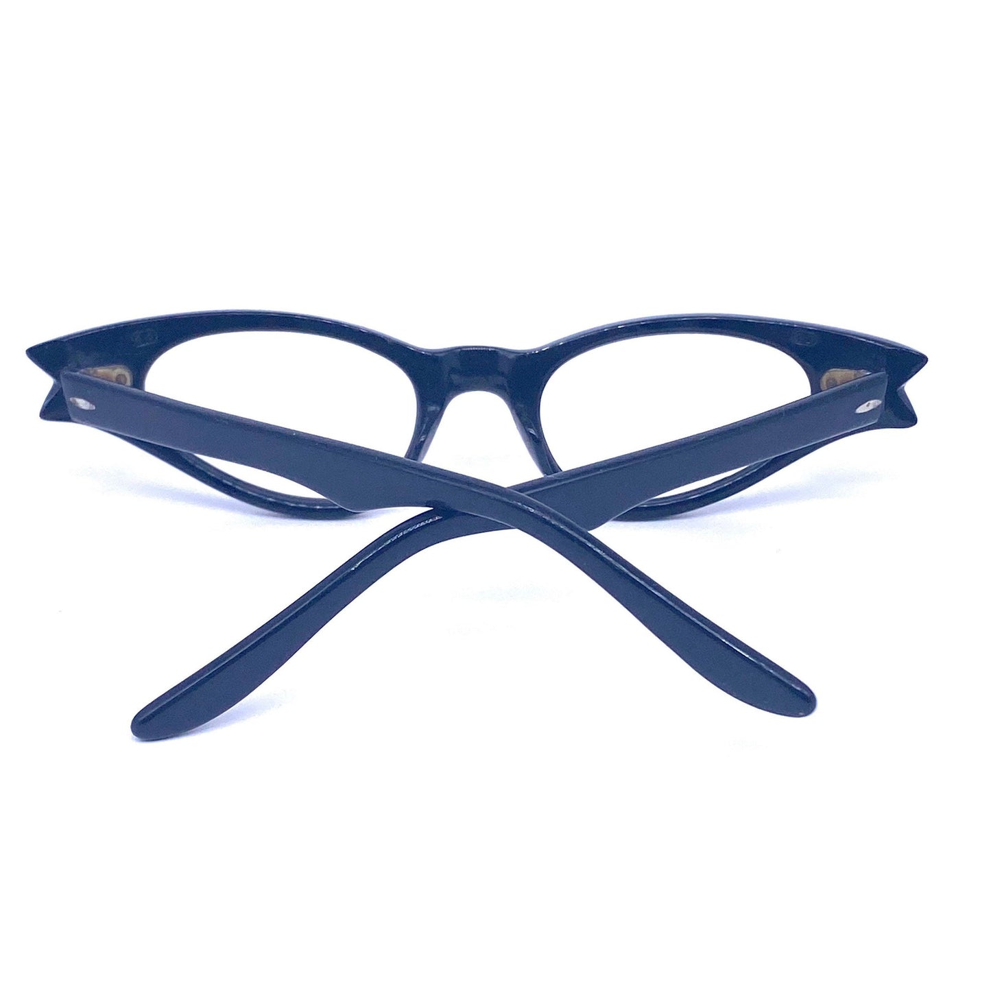 Lozza Dafne elegant bicolor copper / black pin-up cateye eyeglasses frames hand made in Italy, 1950s NOS