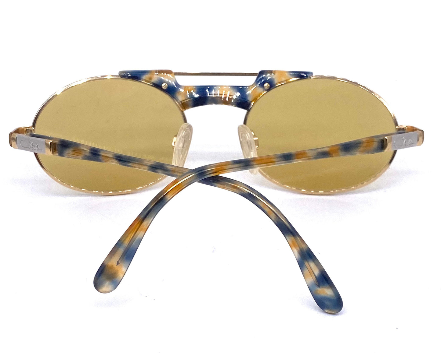 Cazal 749 oval hip silver/gold sunglasses with amber lenses, NoS 80s W Germany