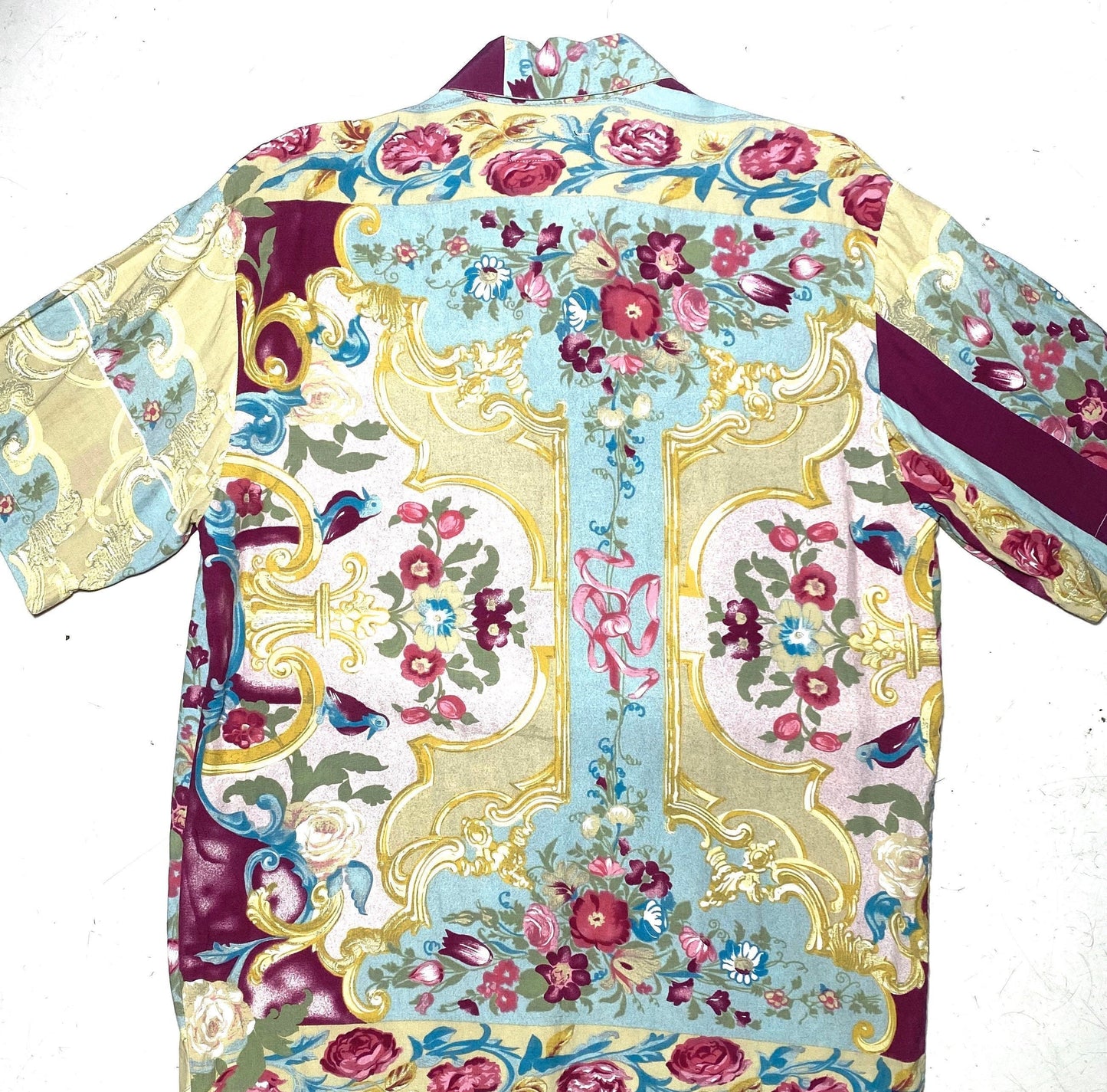 L’altroUomo baroque floral short sleeve cotton shirt, sz M, Italy 80s mint