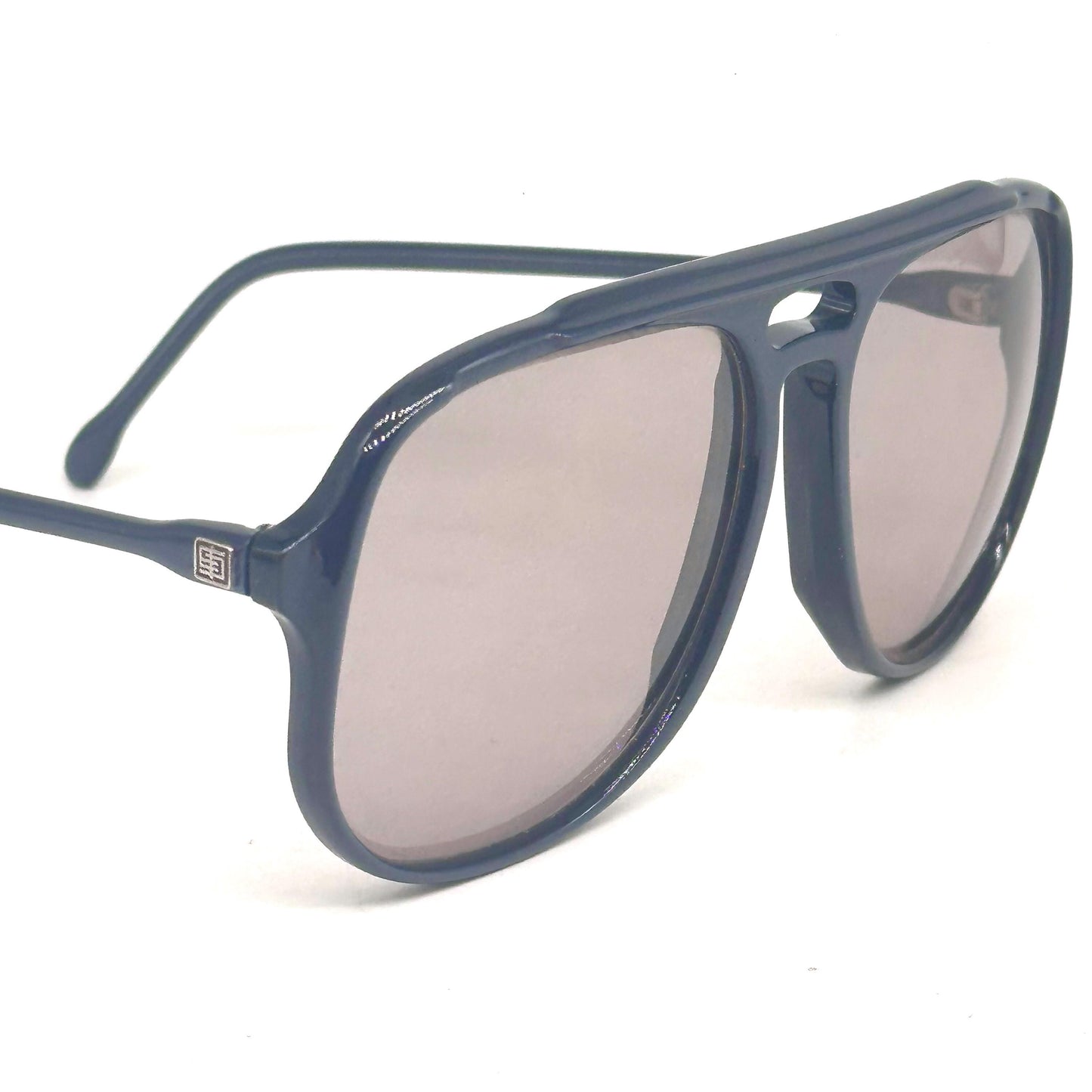 Emilio Pucci 281 495 oversize metallic dark blue aviator sunglasses 80s NoS Made in France