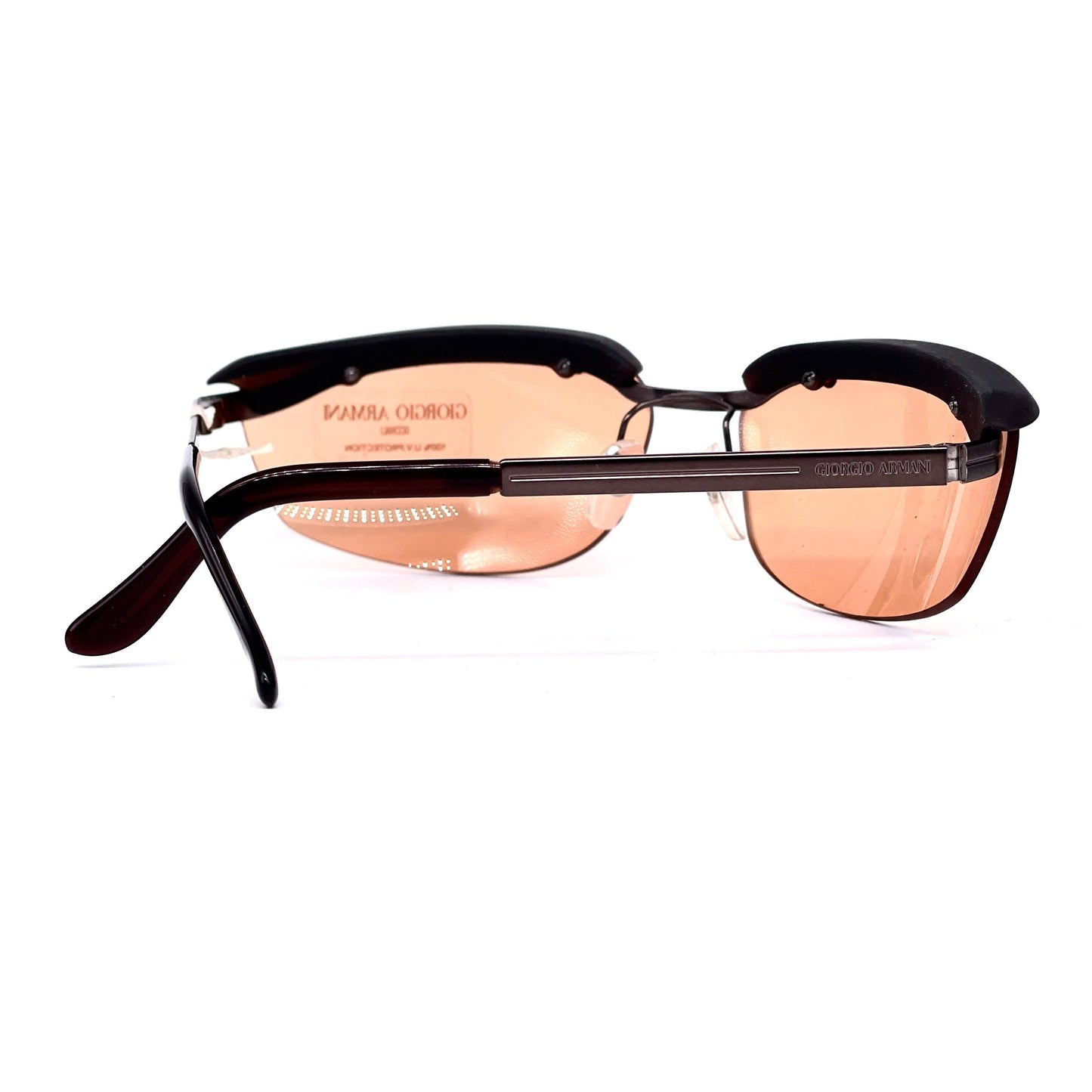 Giorgio Armani 1509 rimless modernist sunglasses orange lenses, NOS 90s