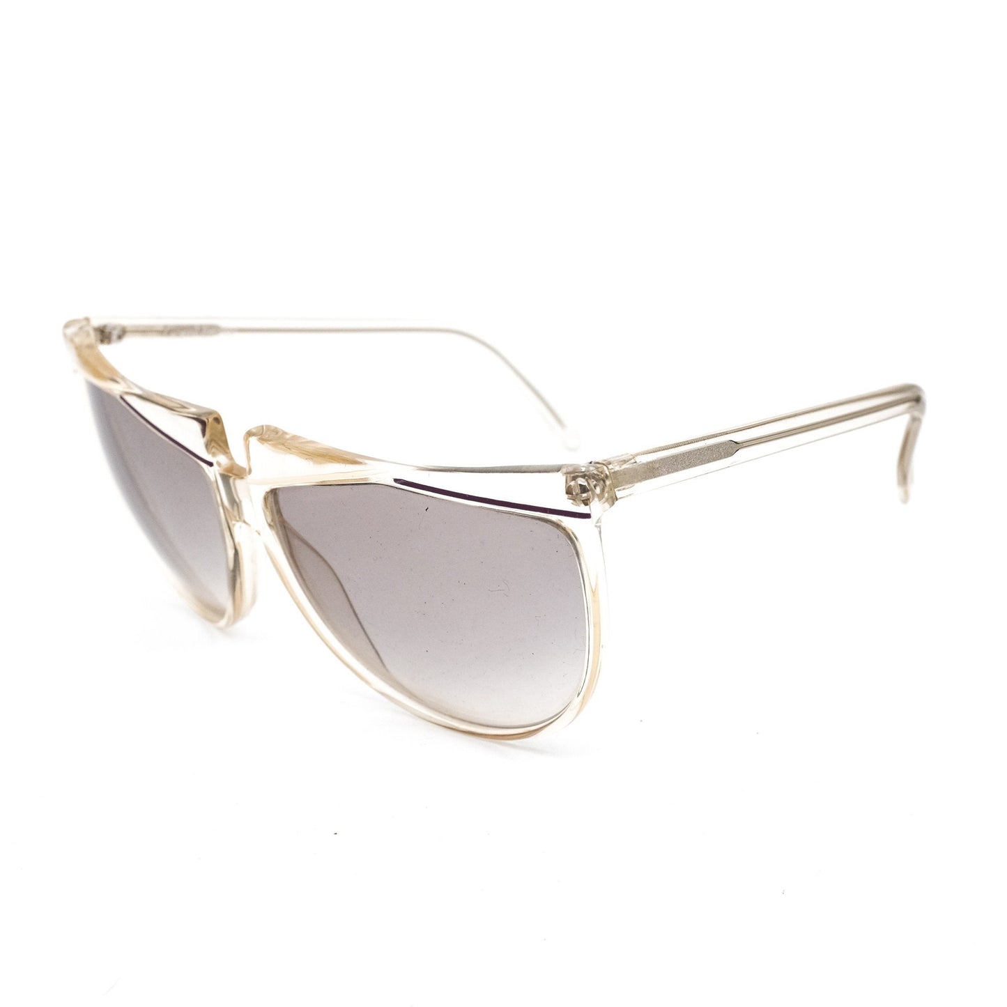 Gianni Versace medusa clear cateye sunglasses with special diamond cut inspired flat browline. Made in Italy, NOS 1980s