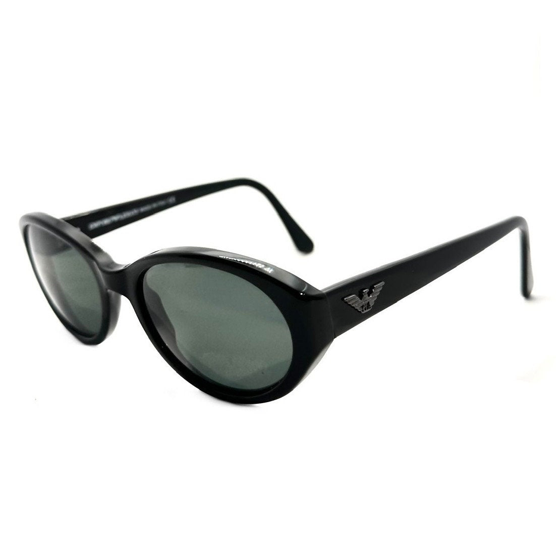 Emporio Armani 560-S oval sunglasses black with silver eagle logo minimal