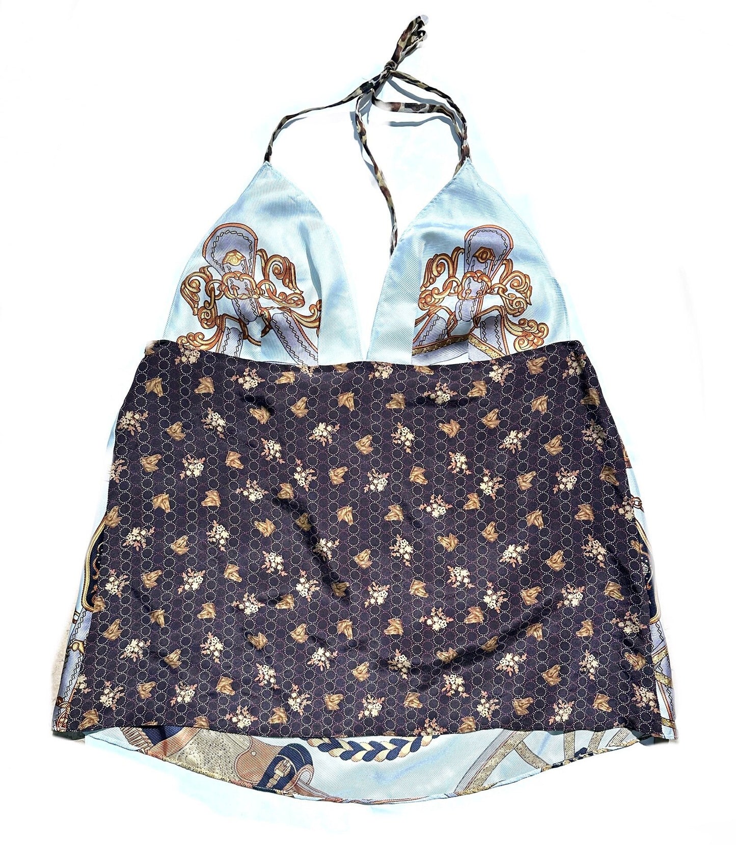 Replay pure silk horse inspired baroque allover sexy  top size M