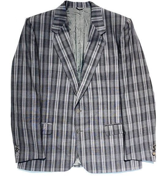 Pierre Cardin Paris pure new wool grey tones  striped blazer jacket with signature buttons, sz 48 mint