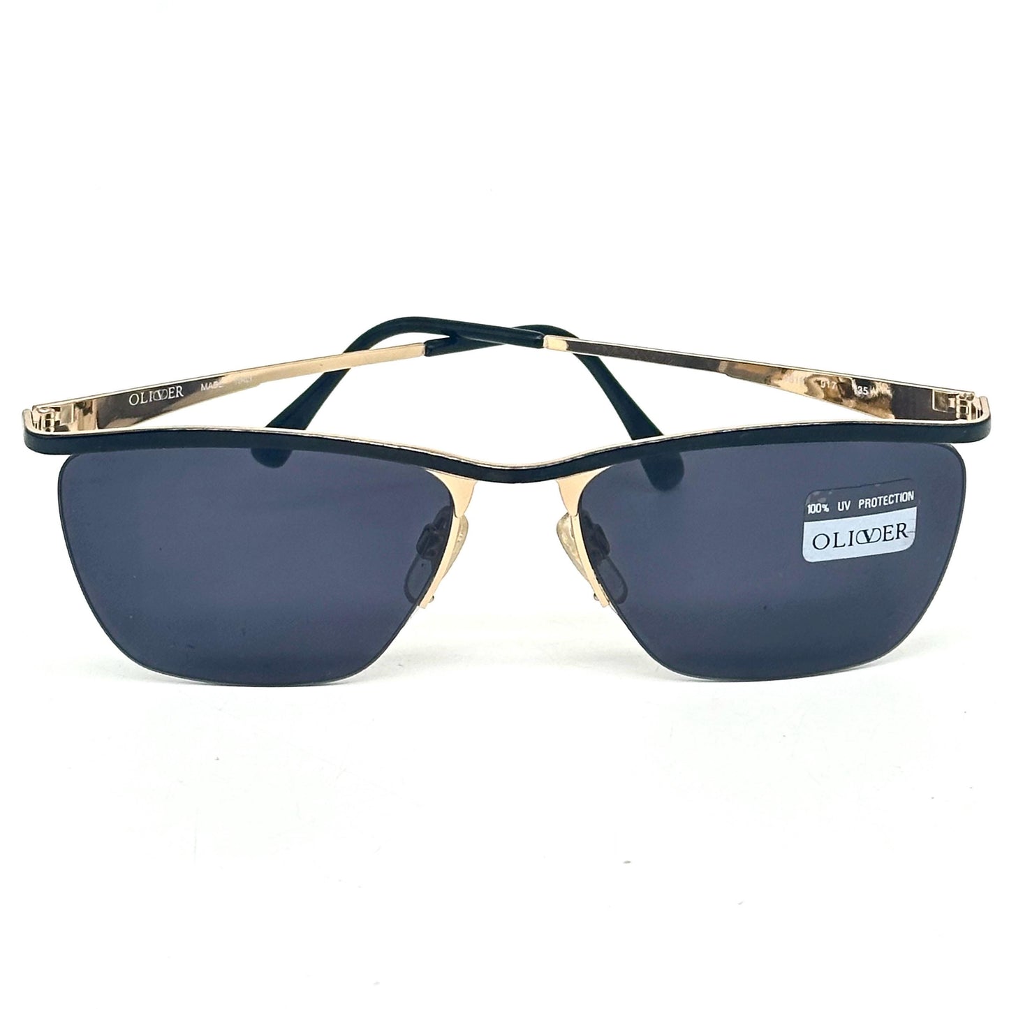Oliver by Valentino Garavani 1816 vintage gold with black enamelled brow line and temples sunglasses NOS 80s