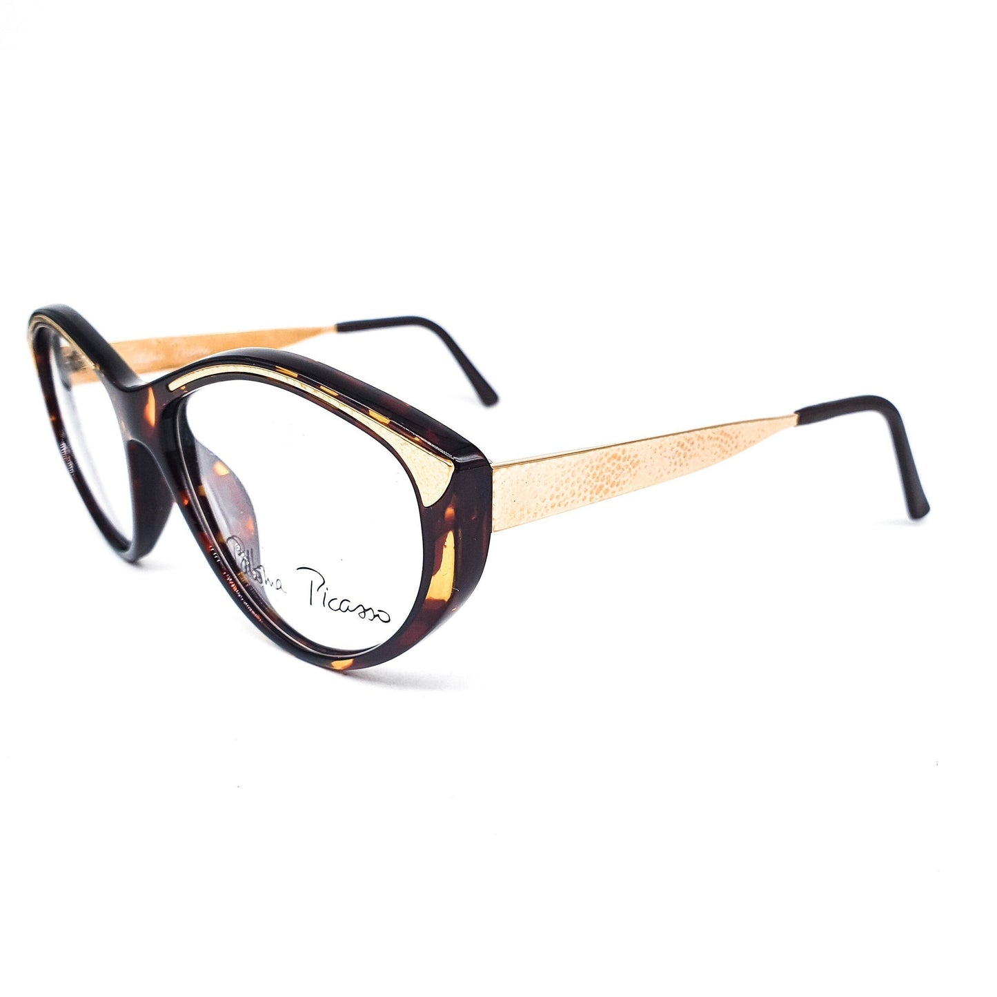 Paloma Picasso 3733 large square-ish semi amber zebra eyeglasses frames frames made in Austria, NOS 1990s