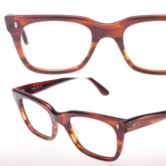 60s NOS square tortoise glasses with silver steel pins, very rockabilly, brand new in 2 sizes