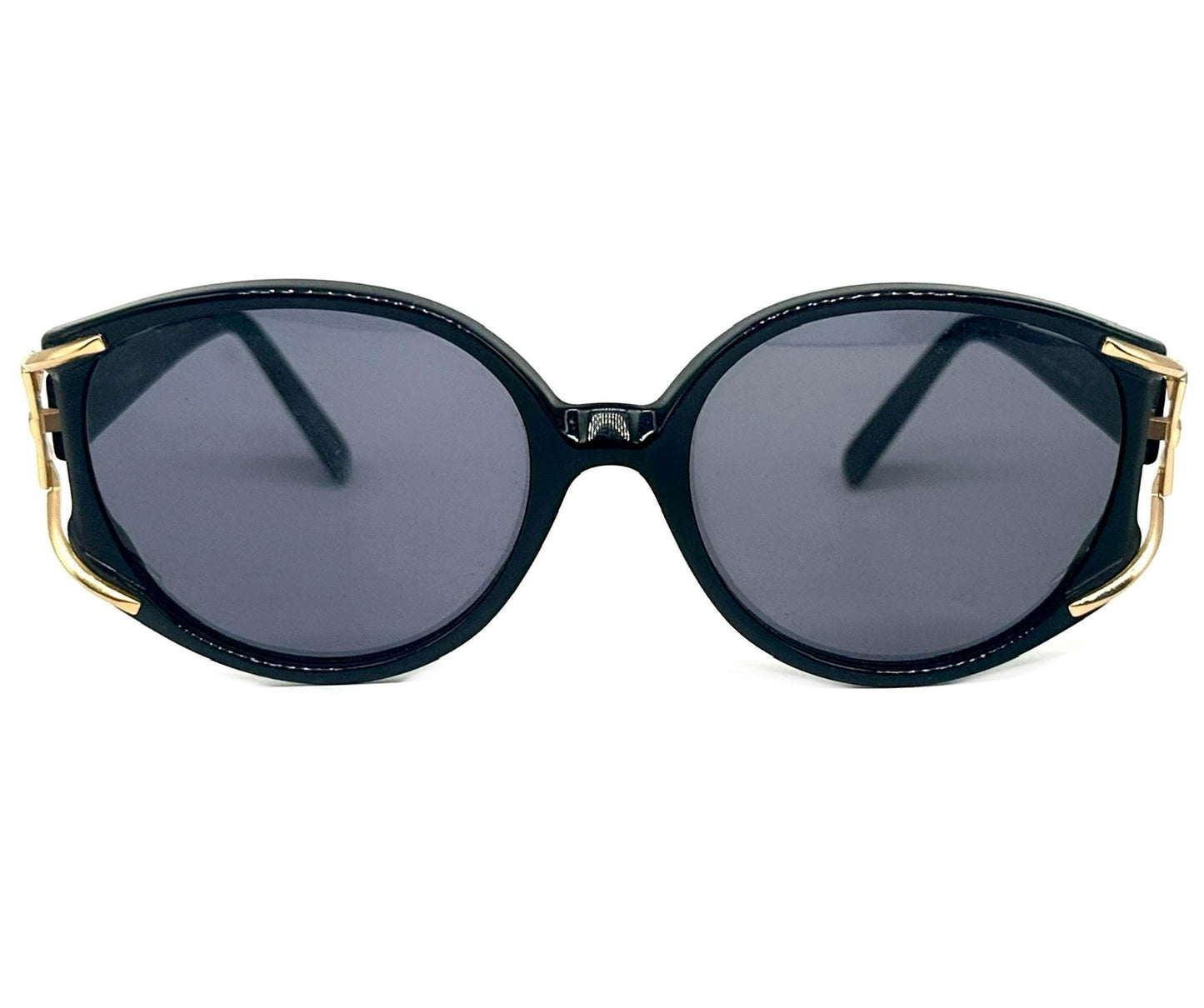 Nina Ricci classy black oversized sunglasses w golden details, NOS 90s France