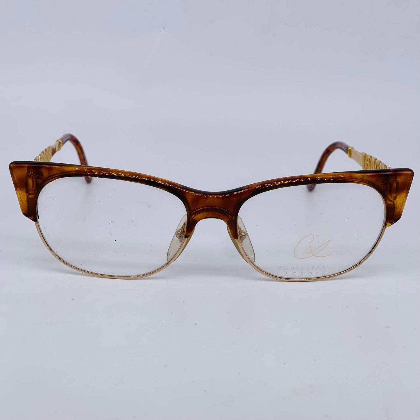 Christian Lacroix 7303 square clubmaster style eyeglasses in 2 colorways, NOS 80s