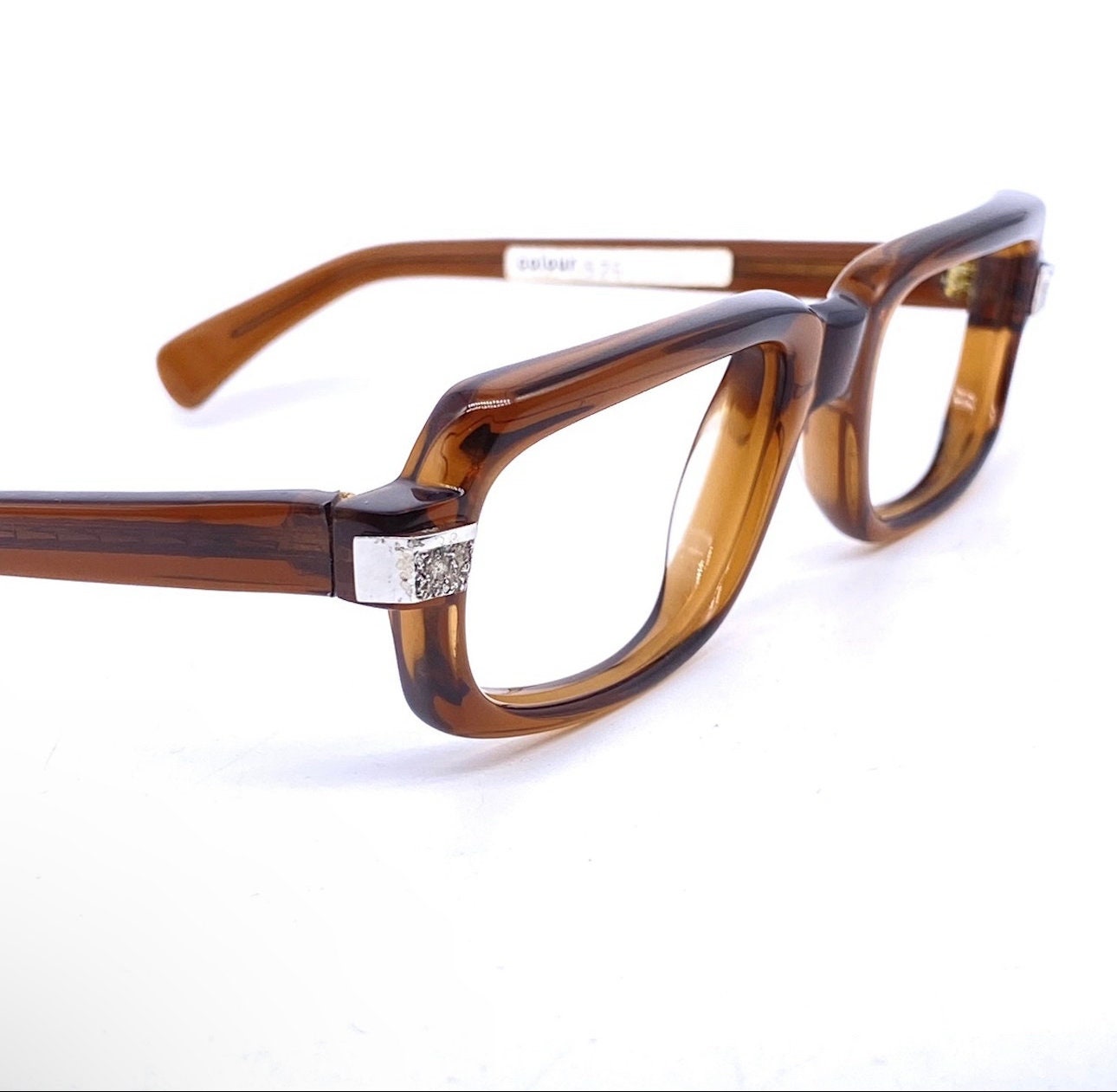 Serge Kirchhofer mod.14 luxury thick squared grey translucent sunglasses 1970s NOS